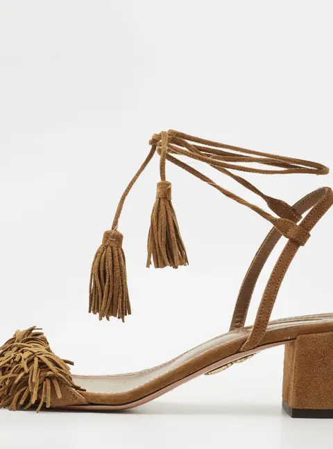 Aquazzura Wild Thing Size 38 Brown Suede Sandals