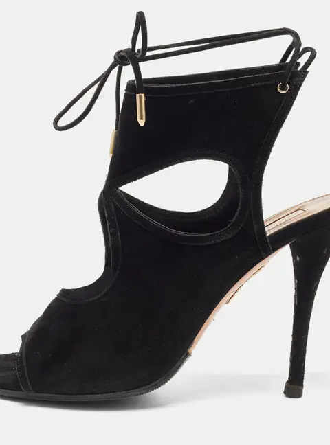 Aquazzura Sexy Thing Size 39 Black Suede Ankle Strap Sandals