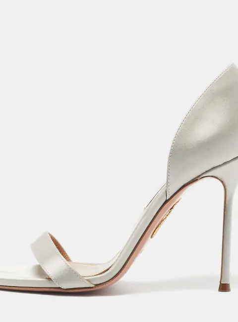 Aquazzura Uptown Size 37 Grey Satin Slide Sandals