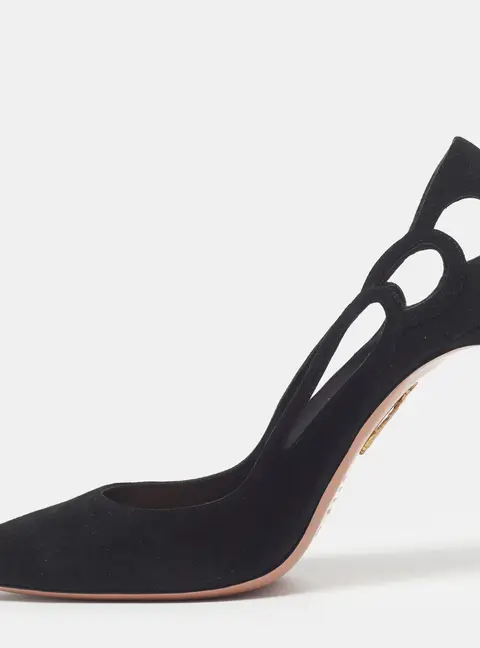 Aquazzura Fenix Size 41 Black Suede Pointed Toe Pumps