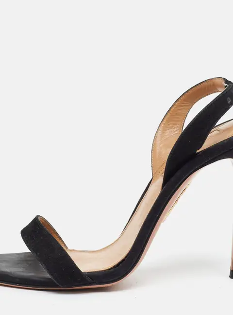 Aquazzura So Nude Size 35 Black Suede Slingback Sandals