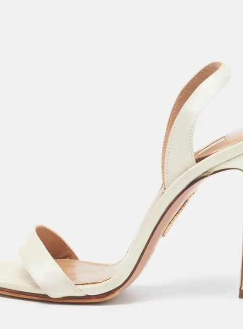 Aquazzura So Nude Size 35 Cream Satin Slingback Sandals