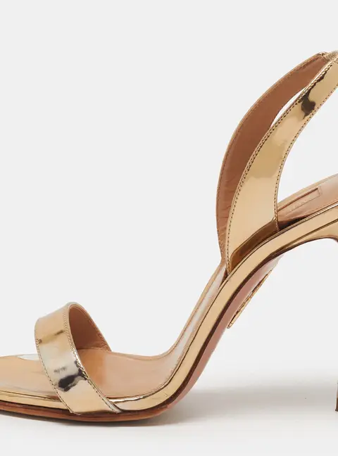 Aquazzura So Nude Size 35 Gold Leather Slingback Sandals