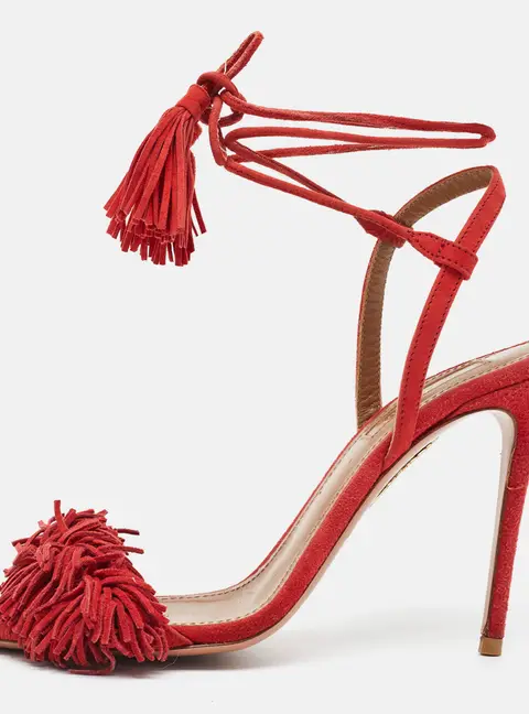 Aquazzura Wild Thing Size 36 Red Suede Ankle Strap Sandals