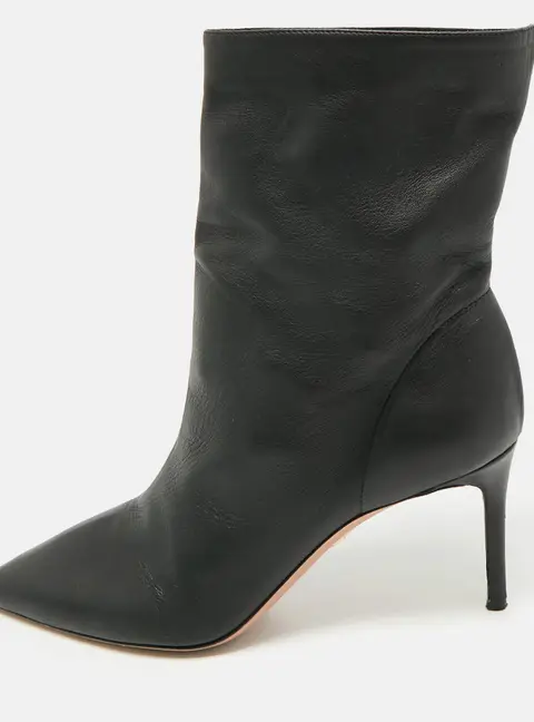 Aquazzura Size 39 Black Leather Ankle Length Boots