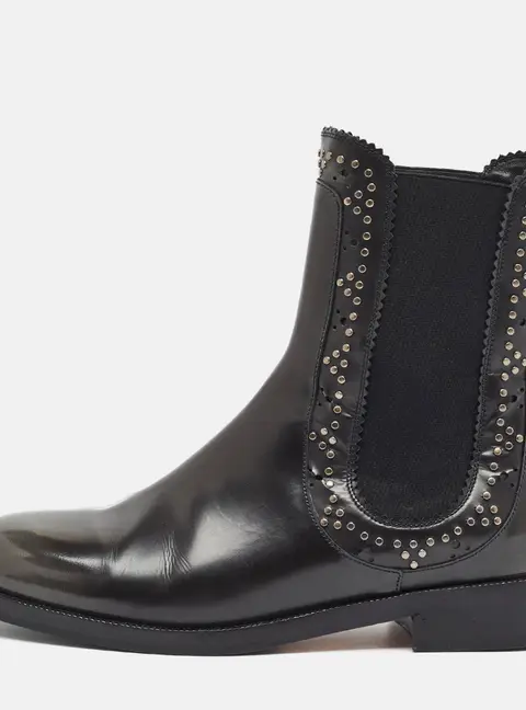 Aquazzura Skye Size 39 Black Patent Leather Studded Combat Boots