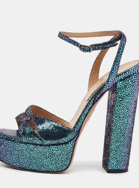 Aquazzura Sinner Size 36.5 Purple Suede Ankle Strap Sandals