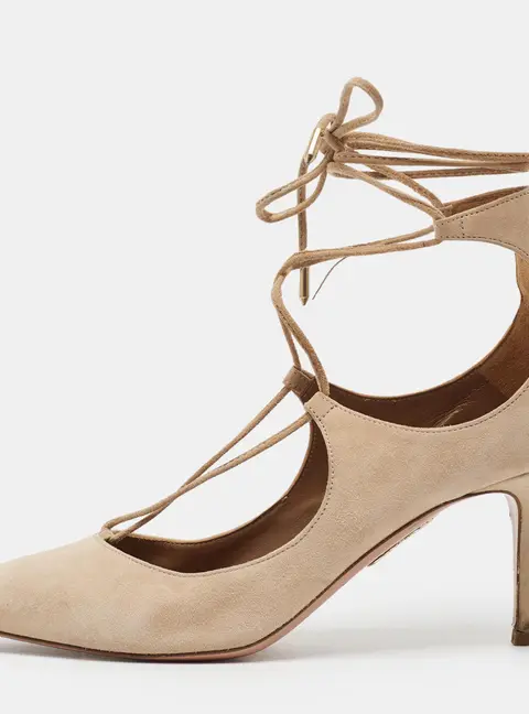 Aquazzura Christy Size 39 Beige Suede Pumps