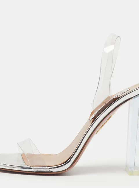 Aquazzura so nude Size 37.5 Transparent PVC Slingback Sandals