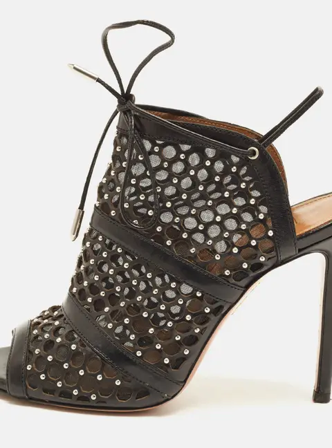 Aquazzura Belgravia Size 36 Black Leather Mules