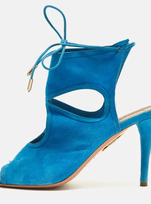 Aquazzura Sexy Thing Size 40 Blue Suede Ankle Strap Sandals