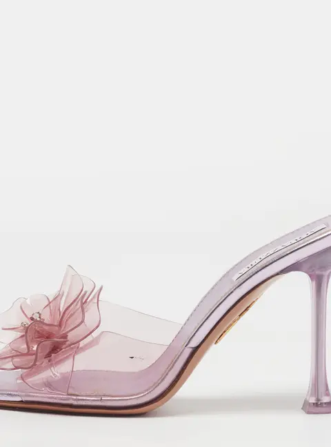 Aquazzura Zsa Zsa Size 38 Purple Leather and PVC Slide Sandals
