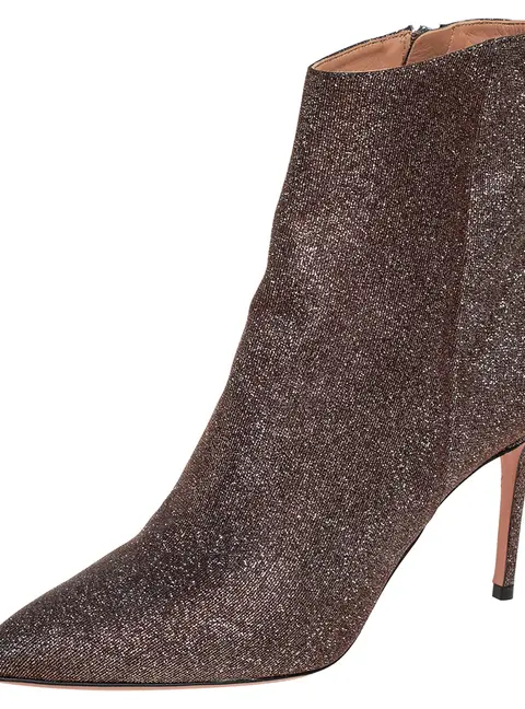 Aquazzura Size 37 Brown Lurex Fabric Ankle Length Boots
