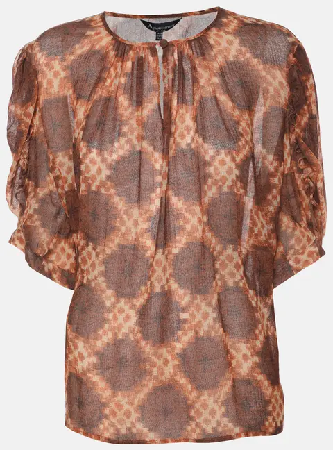 Aquascutum Brown Printed Wool Top XL