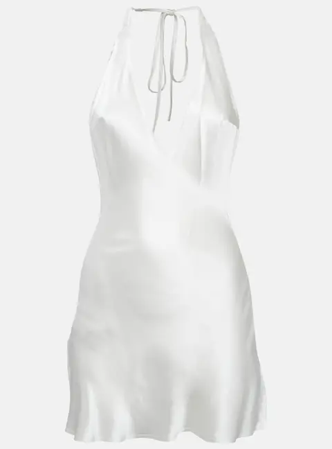 Are you am I White Satin Silk Atla Mini Dress S