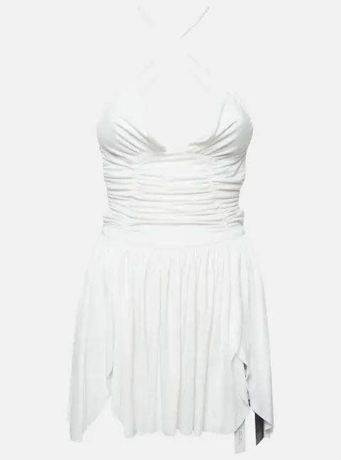Are You Am I White Jersey Mini Dress S