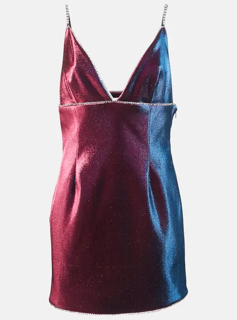 Area Multicolor Lurex Studded V-Neck Mini Dress L