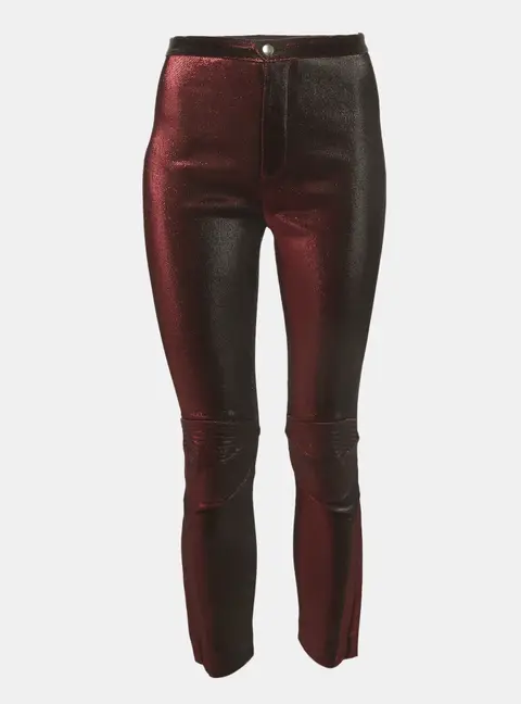 Area Burgundy Lurex Knit Knee Panel Pants S