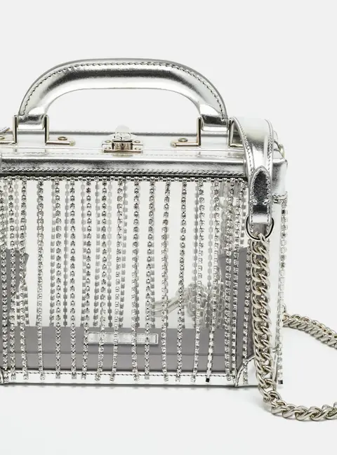 Area x Bertoni Ling Ling Silver Leather and PVC Top Handle Bag