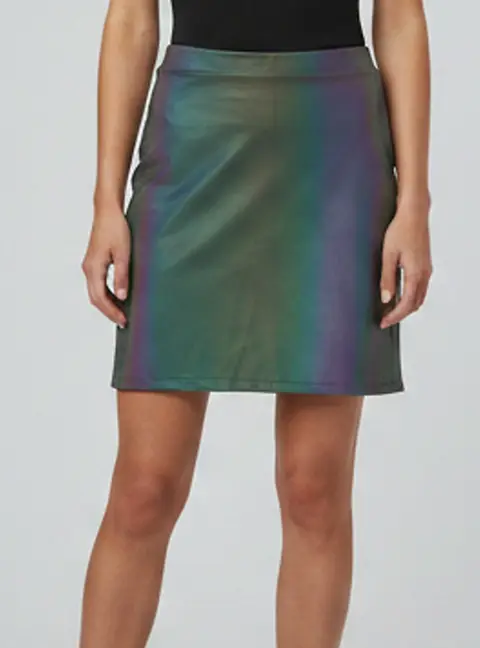 Arion designs by Nika Iridescent Synthetic Slit Mini Skirt L
