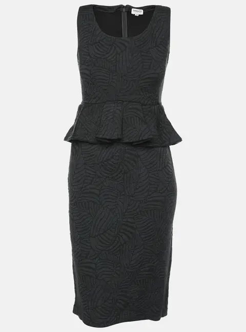 Armani Collezioni Dark Grey Jacquard Midi Dress M