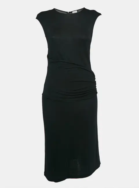 Armani Collezioni Black Jersey Belted Midi Dress M