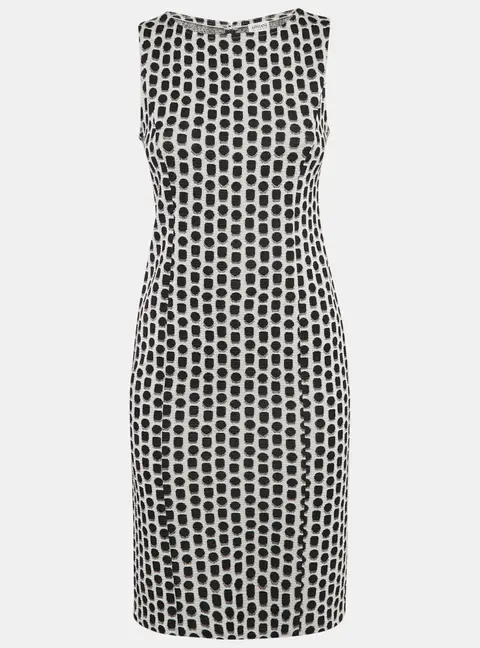 Armani Collezioni White/Black Patterned Jacquard Knit Sleeveless Short Dress S