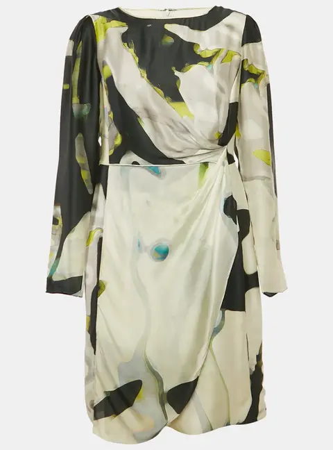 Armani Collezioni Multicolor Printed Satin Draped Mini Dress L