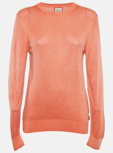 Armani Collezioni Coral Orange Full Sleeve Crew Neck Sweater L