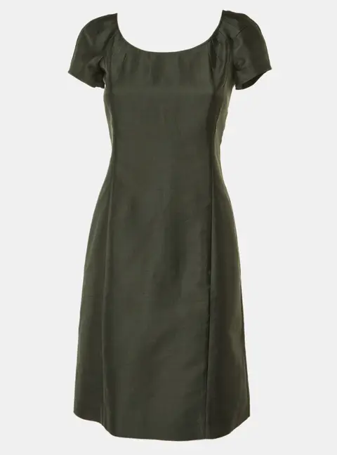 Armani Collezioni Charcoal Grey Mulberry Silk Sheath Dress S