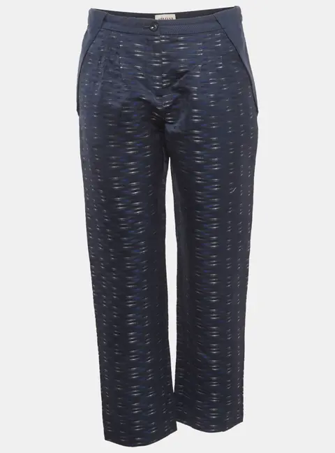 Armani Collezioni Navy Blue Dash Print Jacquard Straight Fit Pants S