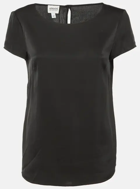 Armani Collezioni Black Silk Short Sleeve Top M