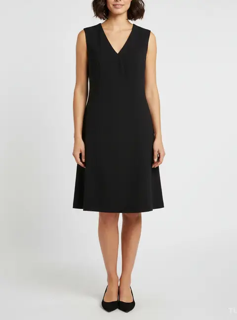 Armani Collezioni Black Textured Stretch Crepe Sleeveless Dress L