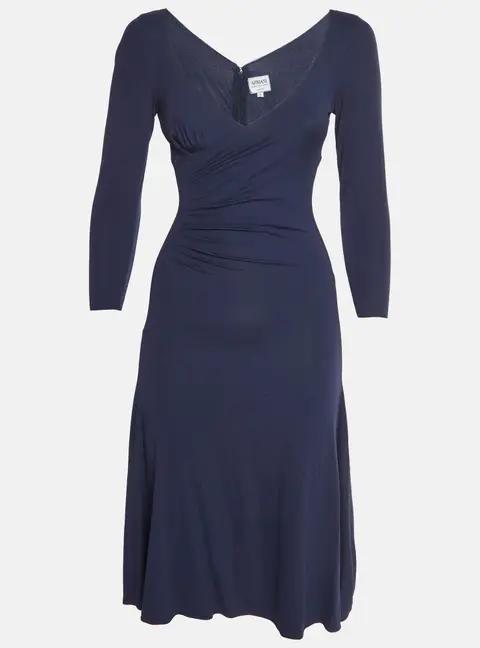 Armani Collezioni Navy Blue Jersey Draped Maxi Dress XS