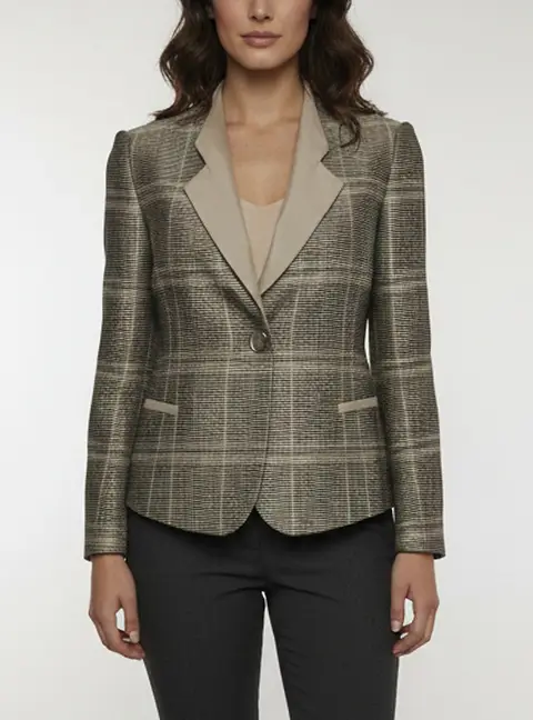 Armani Collezioni Multicolor Textured Crepe Long Sleeve Blazer