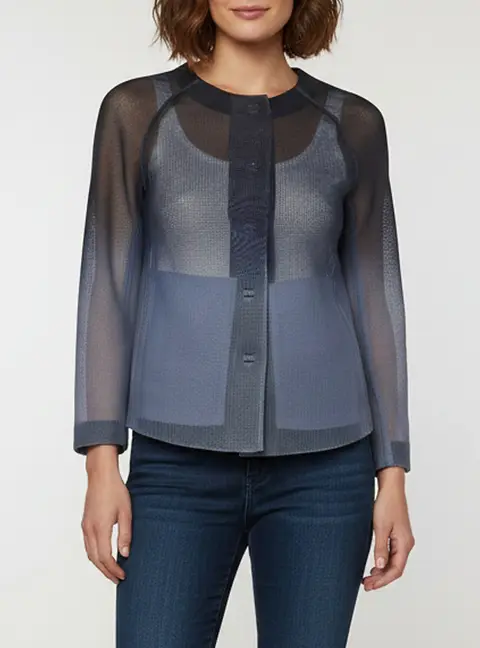 Armani Collezioni Navy Blue Gradient Mesh Jacket S