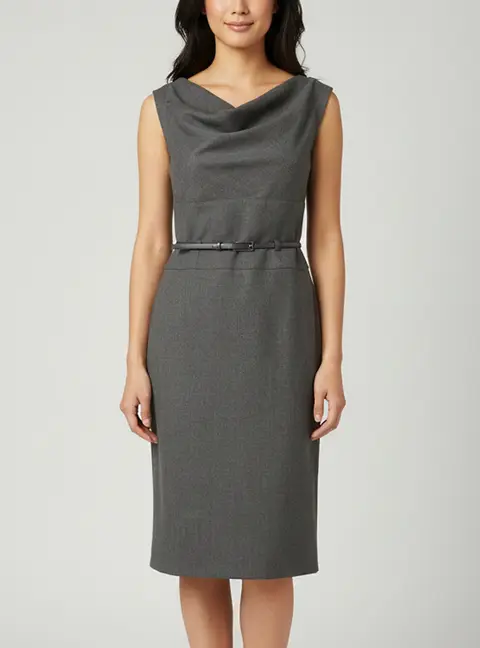Armani Collezioni Grey Stretch Wool Sleeveless Mini Dress S
