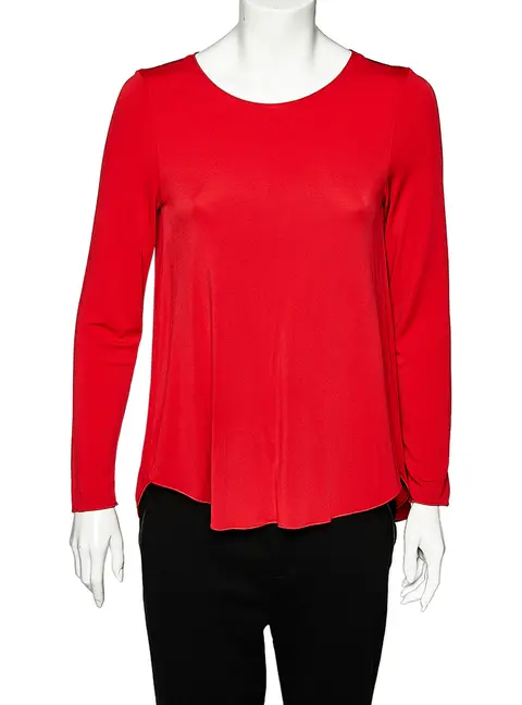 Armani Collezioni Red Jersey Round Neck Top M