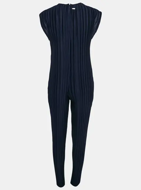 Armani Exchange Navy Blue Plisse Sleeveless Jumpsuit M