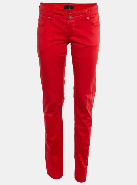 Armani Jeans Red Cotton Slim Fit Pants M/Waist 32"