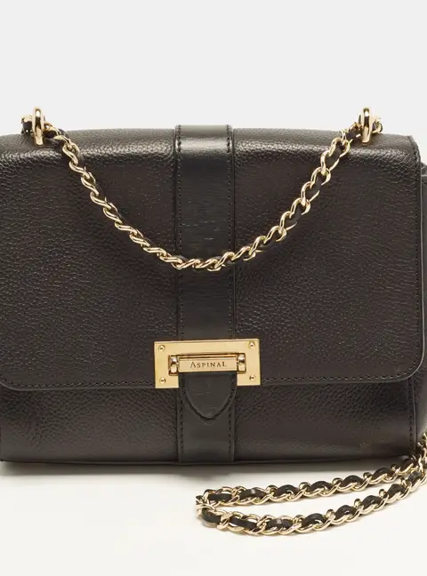 Aspinal Of London Lottie Small Black Leather Shoulder Bag