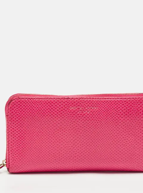 Aspinal Of London Pink Karung Leather Zip Around Wallet