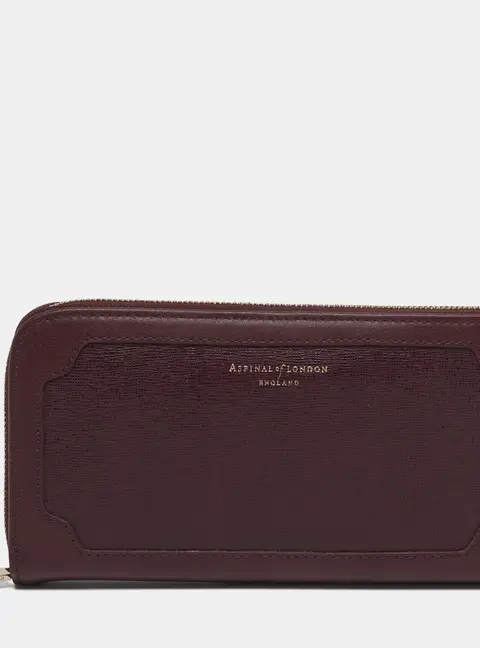 Aspinal Of London Burgundy Leather Zip Continental Wallet