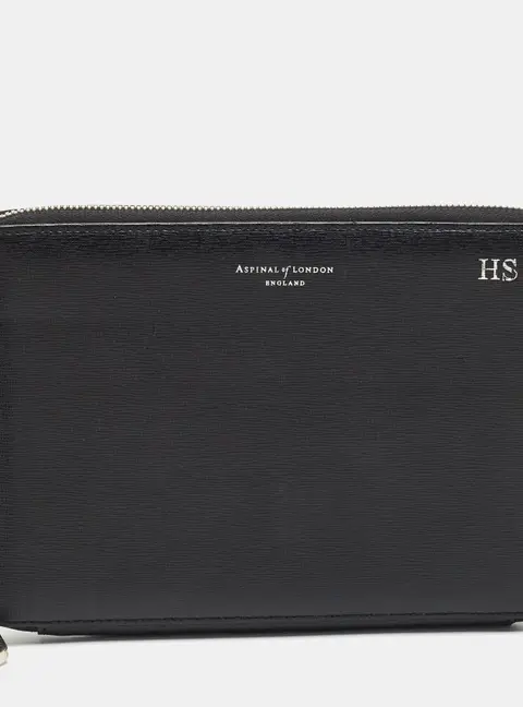 Aspinal Of London Black Leather Tablet Continental Wallet
