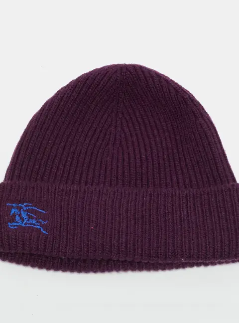 Burberry Purple EKD Embroidered Cashmere Rib Knit Beanie