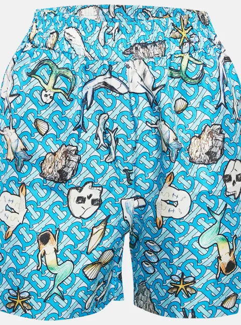 Burberry Blue Tawney Print Silk Shorts XXS