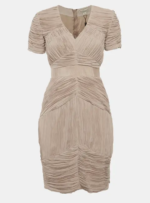 Burberry Beige Plisse Mini Dress S