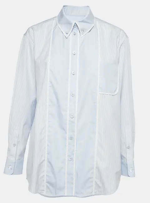Burberry Blue Striped Poplin Paneled Aida Shirt S
