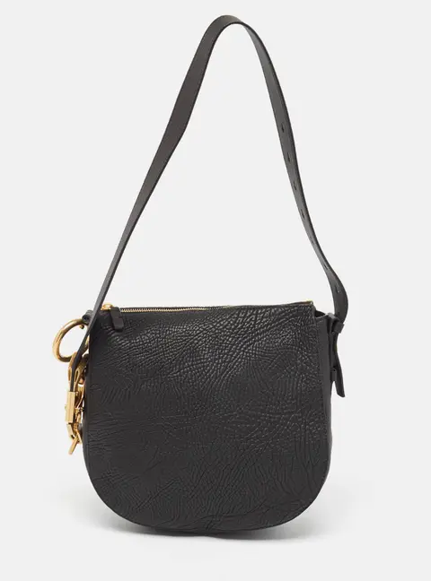 Burberry Black Leather Small Knight Shoulder Bag