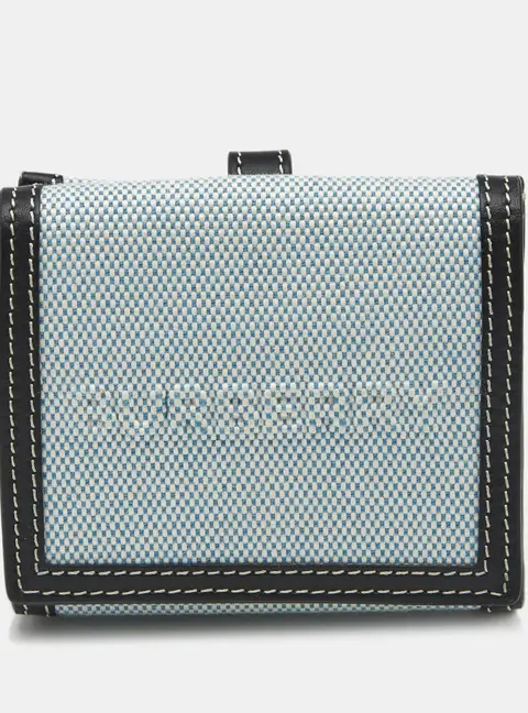Burberry Luna Light Blue/Black Canvas and Leather French Wallet